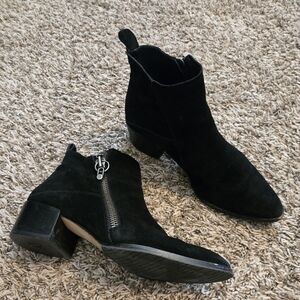 Donald J. Pliner Black Suede Ankle Booties with Side Zip